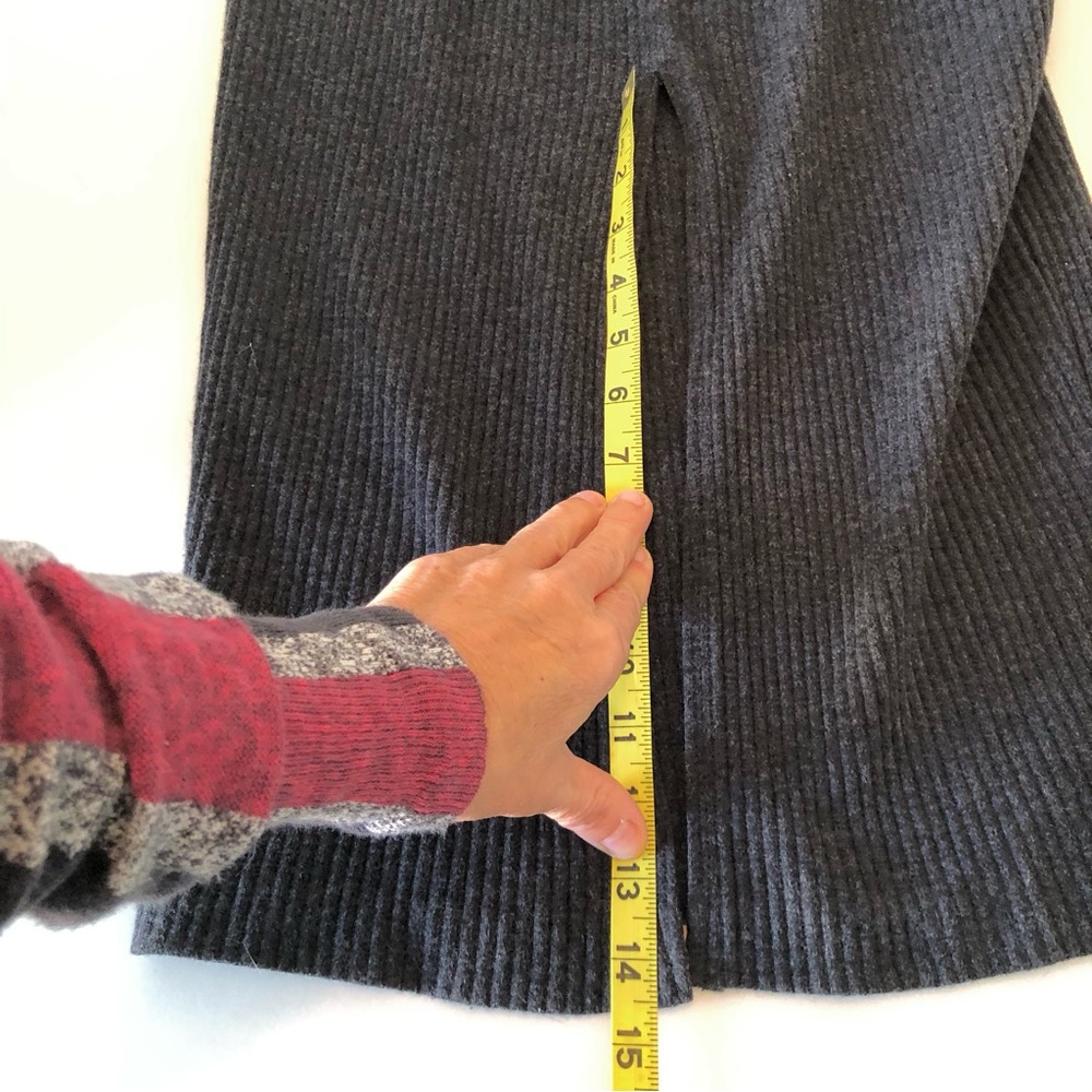 Vintage 80s, Gray, Ribbed Knit, Sweater Dress, Women’s S Long Sleeve, Mock Neck - Picture 13 of 14